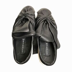 Steven by Steve Madden Catie Women's Slip-On Mules Black Leather Large Bow 7.5‎